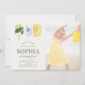 フルーツポプシクル水彩子供の誕生日写真 招待状 (正面)