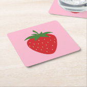 フルーツマーケットピンクストロベリーフードアートデモダンコール スクエアペーパーコースター (アングル)