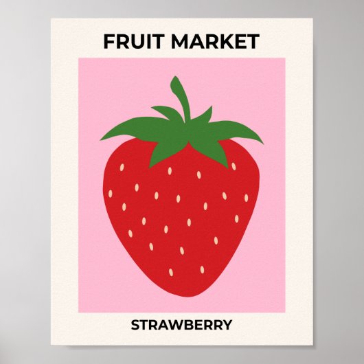 フルーツマーケットピンクストロベリーフードアートデモダンコール ポスター (正面)