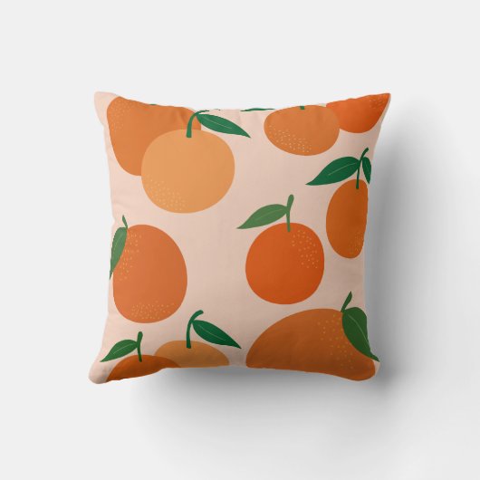 フルーツマーケットプリントオレンジヴィンテージフルーツアートデコール クッション (裏面)