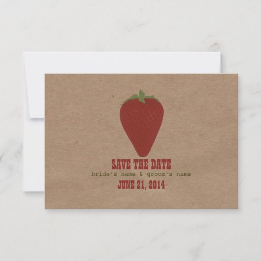 フルーツマーケット風ウェディング・招待状（返信用）| イチゴ 招待状 (正面)