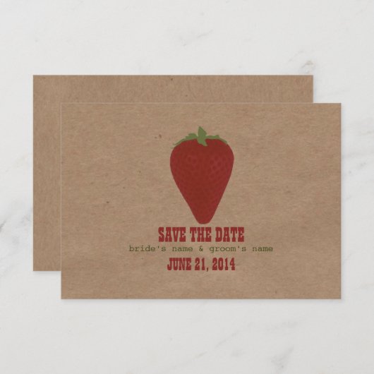 フルーツマーケット風ウェディング・招待状（返信用）| イチゴ 招待状 (正面/裏面)