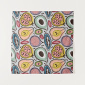 フルーツメドレー:シームレ鮮やかームパターン タペストリー (正面(横))