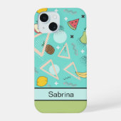 フルーツメンフィスパターンアクア iPhone 15ケース (裏面)