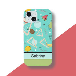 フルーツメンフィスパターンアクア iPhone 15ケース