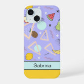 フルーツメンフィス模様パープル iPhone 15ケース (裏面)