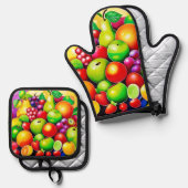 フルーツメ鮮やかドリーアート 鍋つかみ&鍋敷きセット (正面/裏面)