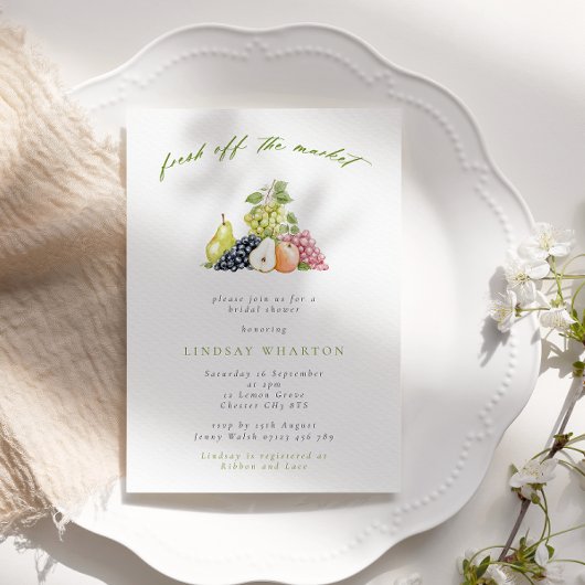 フルーツモダンが市場から出るブライダルシャワー 招待状