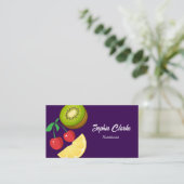 フルーツモダンパープル栄養士ダイエットQRコード 名刺 (スタンド正面)