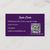 フルーツモダンパープル栄養士ダイエットQRコード 名刺 (裏面)