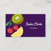 フルーツモダンパープル栄養士ダイエットQRコード 名刺 (正面)