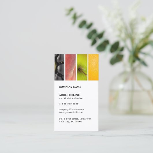 フルーツモダンユニーク栄養士トレーナー 名刺 (スタンド正面)