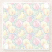 フルーツリンゴ梨の夏の水の色のパターン ガラスコースター (裏面)