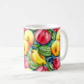 フルーツリンゴ梨の夏の水の色のパターン コーヒーマグカップ (正面右)