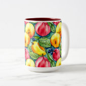 フルーツリンゴ梨の夏の水の色のパターン ツートーンマグカップ (正面右)