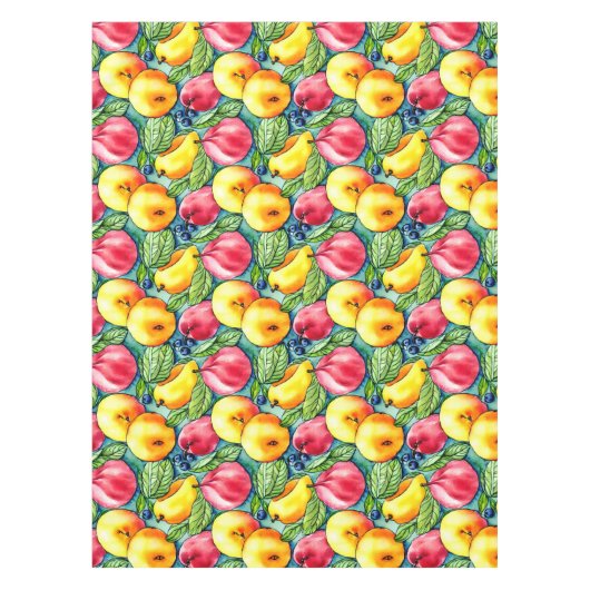 フルーツリンゴ梨の夏の水の色のパターン テーブルクロス (正面)