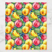 フルーツリンゴ梨の夏の水の色のパターン ワインラベル (シングルラベル)