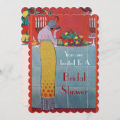 フルーツ付きレディ及びテーブルセットデコブライダルシャワー 招待状 (正面/裏面)