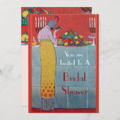 フルーツ付きレディ及びテーブルセットデコブライダルシャワー 招待状 (正面/裏面)