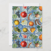 フルーツ地中海のブルー白モザイク赤ちゃんシャワー 招待状 (裏面)