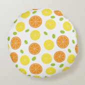 フルーツ地中海の、オレンジ、レモンのスライス ラウンドクッション (裏面)