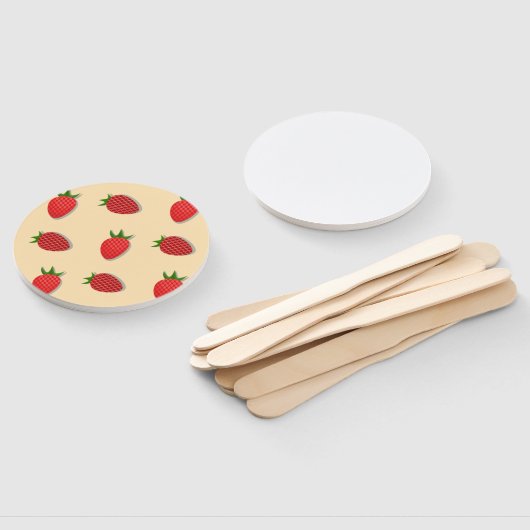 フルーツ夏期のイチゴ柄 ハンドファン (組立なし)