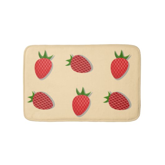 フルーツ夏期のイチゴ柄 バスマット (正面)