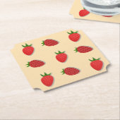 フルーツ夏期のイチゴ柄 ペーパーコースター (アングル)