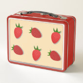 フルーツ夏期のイチゴ柄 メタルランチボックス (裏面)