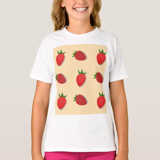 フルーツ夏期のイチゴ柄 Tシャツ (正面)