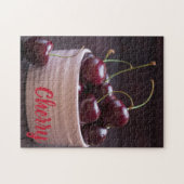 フルーツ好きのピンクボウルにさくらんぼ ジグソーパズル (横)