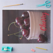 フルーツ好きのピンクボウルにさくらんぼ 薄葉紙 (クラフト)