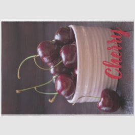 フルーツ好きのピンクボウルにさくらんぼ 薄葉紙