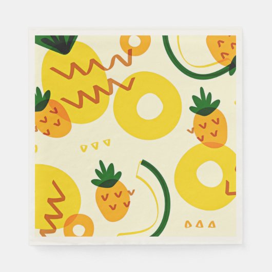 フルーツ柄：パイナップル、オレンジ、レモン スタンダードランチョンナプキン (正面)