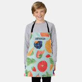 フルーツ水の色のパタカラフルーン エプロン (着用した状態)