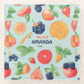 フルーツ水の色のパタカラフルーン ガラスコースター (正面)