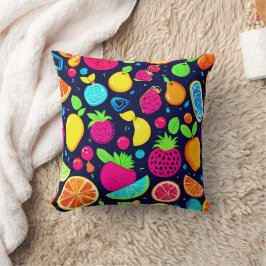 フルーツ白熱［赤熱］光を放つモザイクデザイン クッション