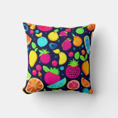 フルーツ白熱［赤熱］光を放つモザイクデザイン クッション (正面)