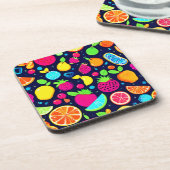 フルーツ白熱［赤熱］光を放つモザイクデザイン コースター (左側)