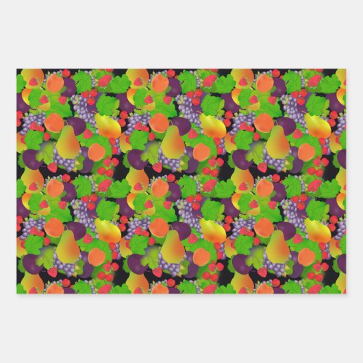 フルーツ盛り合わせと紫 ラッピングペーパーシート (正面3)