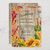 フルーツ素朴とフラワーハーベスト結婚式招待状 招待状 (正面/裏面)