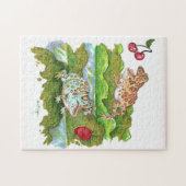 フルーツ華美アートを追う角のあるカエル ジグソーパズル (横)