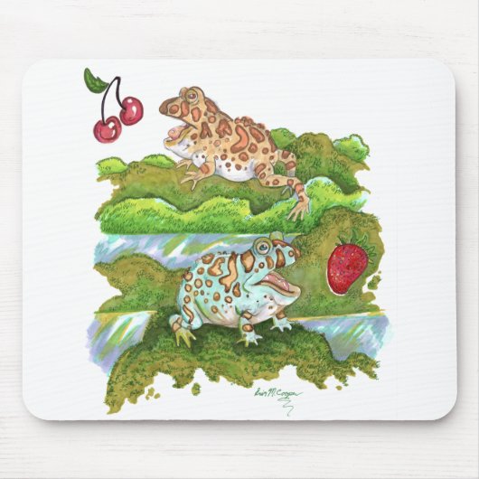 フルーツ華美アートを追う角のあるカエル マウスパッド (正面)