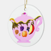 フルーツ葉パターンティーポット&ティーカップオーナメント セラミックオーナメント (左)