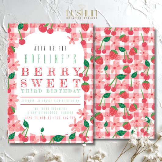 フルーツ誕生日パステルカラーズスウィートサマーパーティー 招待状