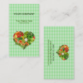 フルーツ野菜のハート-緑の正方形の背景 名刺 (正面/裏面)