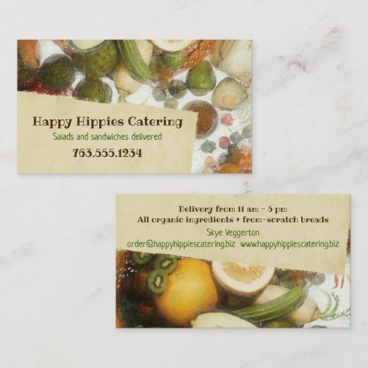 フルーツ野菜のビーガンの健康な食糧名刺 名刺 (正面/裏面)