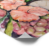 フルーツ静物水彩時計 ポスター (角)