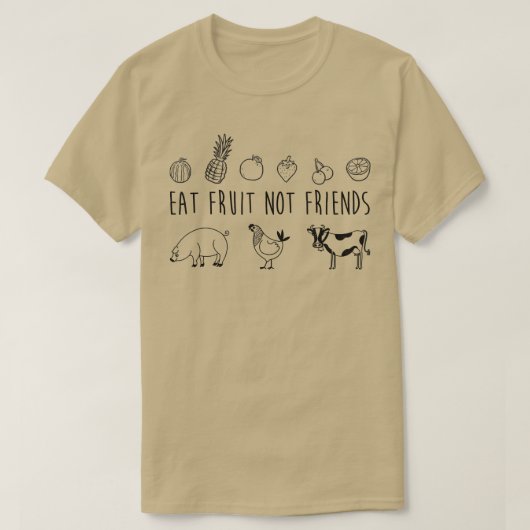 フルーツ食べノフレンズベジタリアンビーガンおもしろいT Tシャツ (デザイン正面)