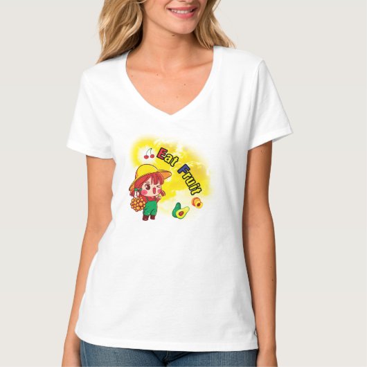 フルーツ食べVシャツ Tシャツ (正面)